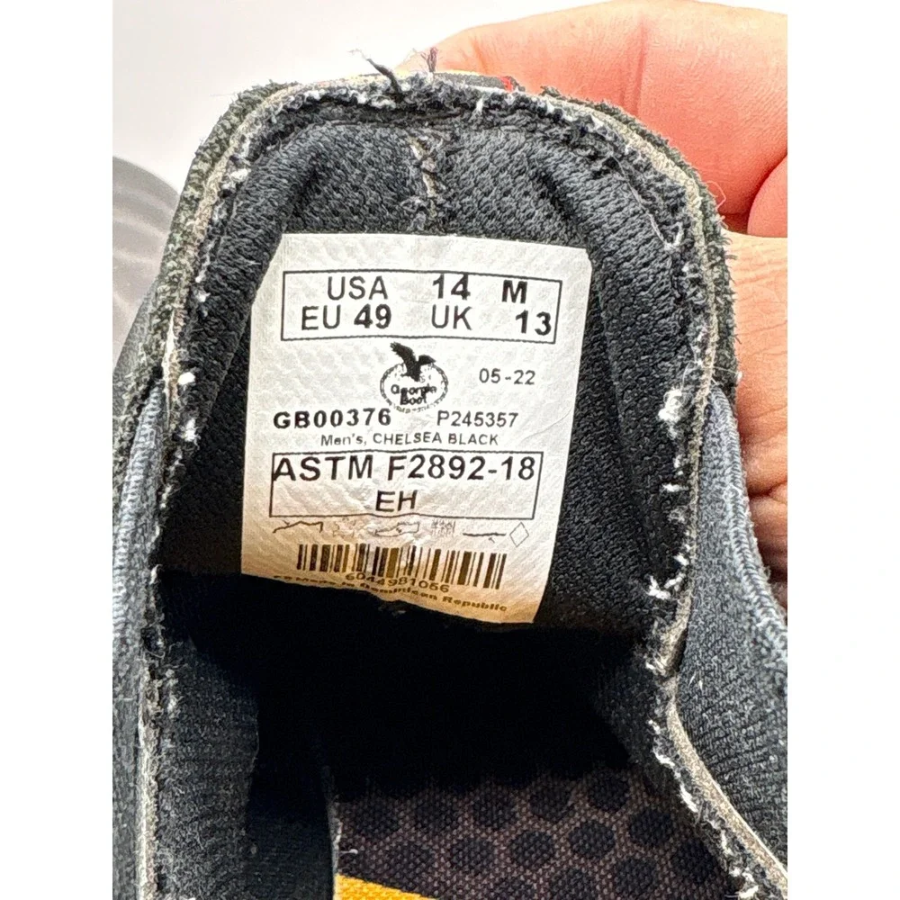 Georgia Boot Chelsea Mens 14 GB00376 Black Waterproof Leather EH Soft Toe EUC